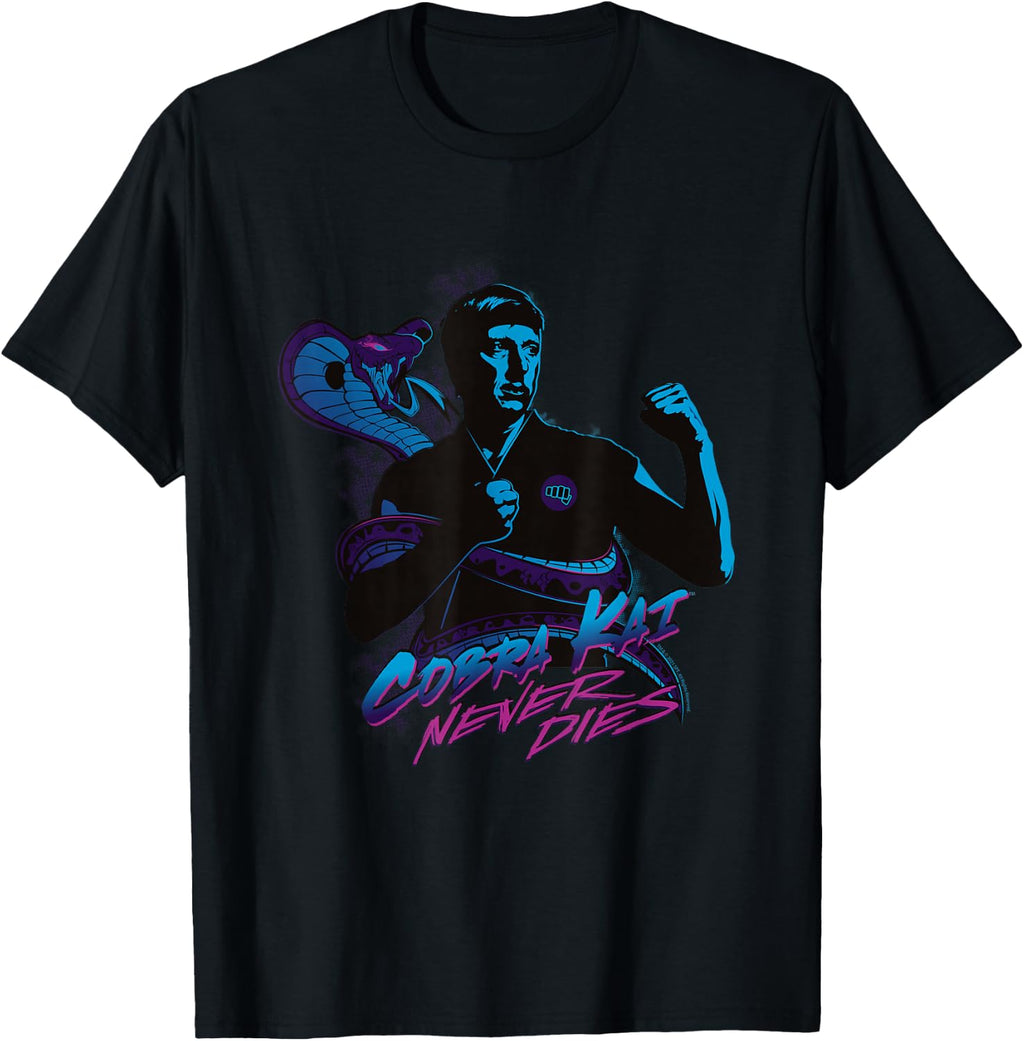 Cobra Kai Never Dies Johnny Blue Silhouette TV Show T-Shirt