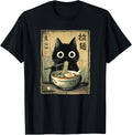 Kawaii Ramen Cat Retro Japanese Noodles Artwork T-Shirt