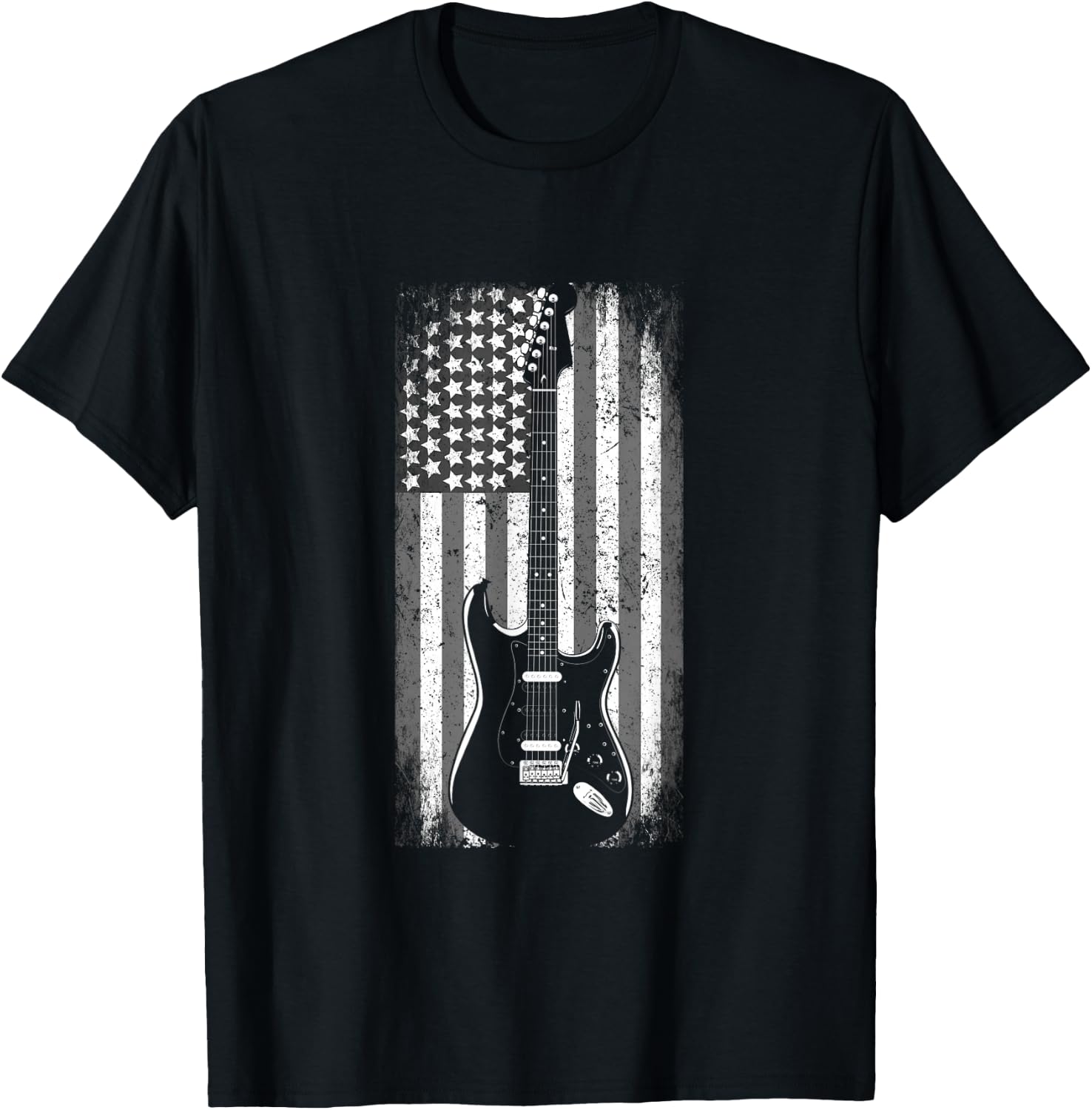 Vintage Rock and Roll Shirt USA American Flag Guitar T-Shirt