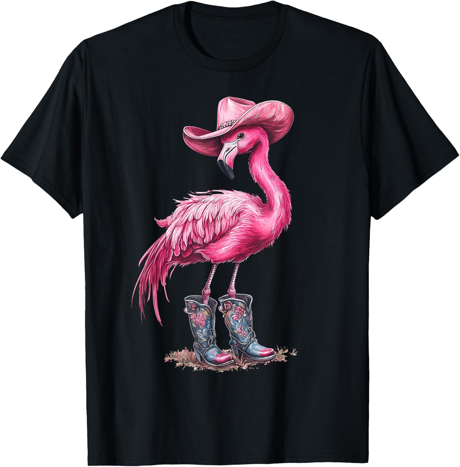 Flamingo Cowgirl Tropical Birds T-Shirt