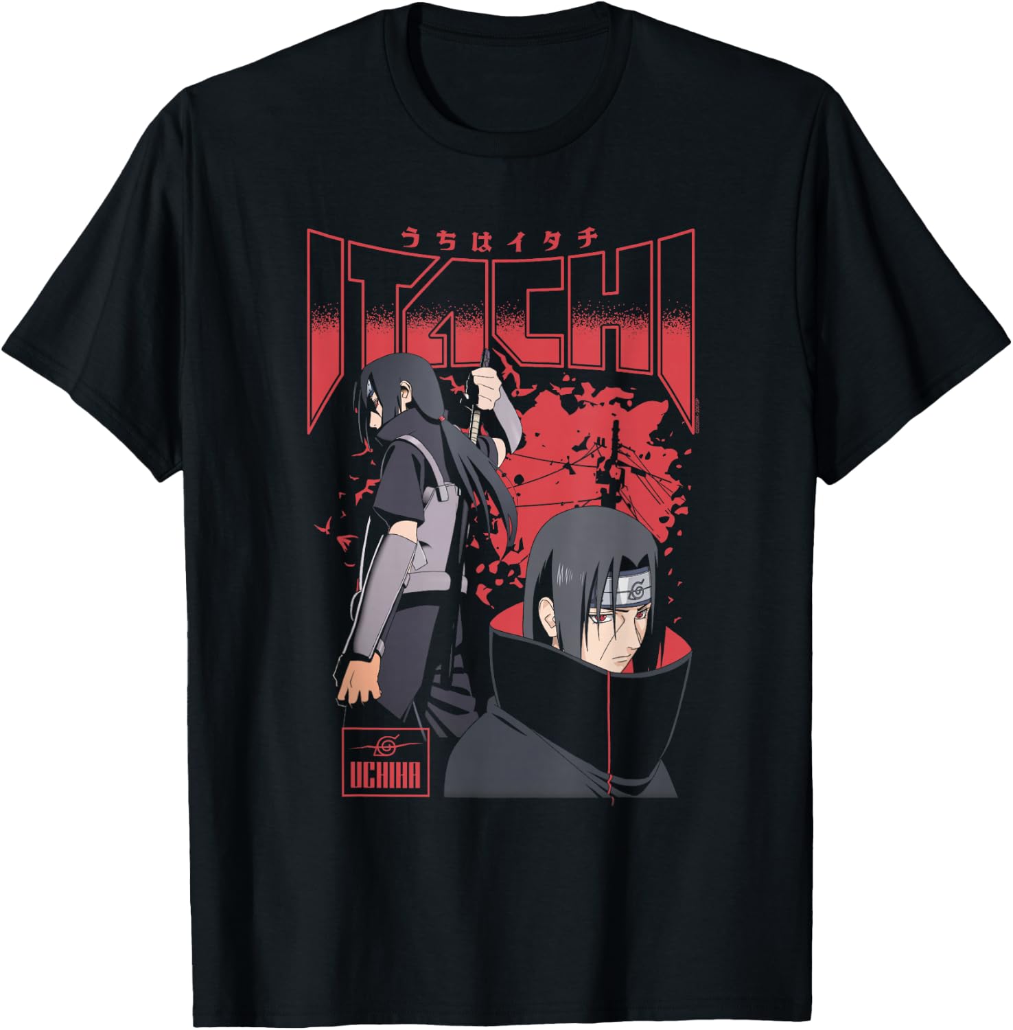 Naruto Shippuden Itachi Uchiha Red Splatter Anime T-Shirt