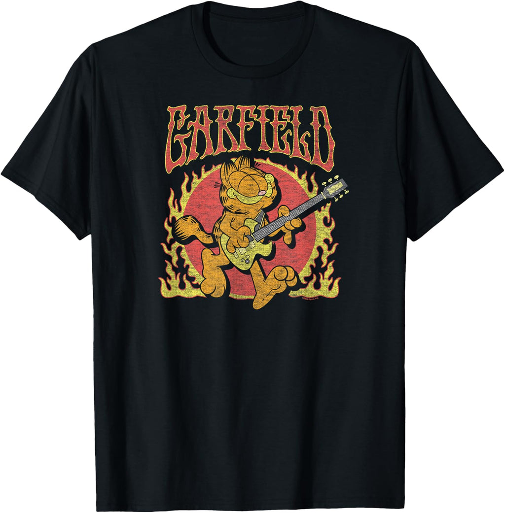 Garfield - Rock n' Roll Music Flames with Guitar T-Shirt