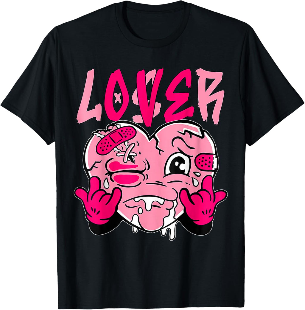 Pink Loser Lover Pink Drip Heart Matching Tee for Men Women T-Shirt