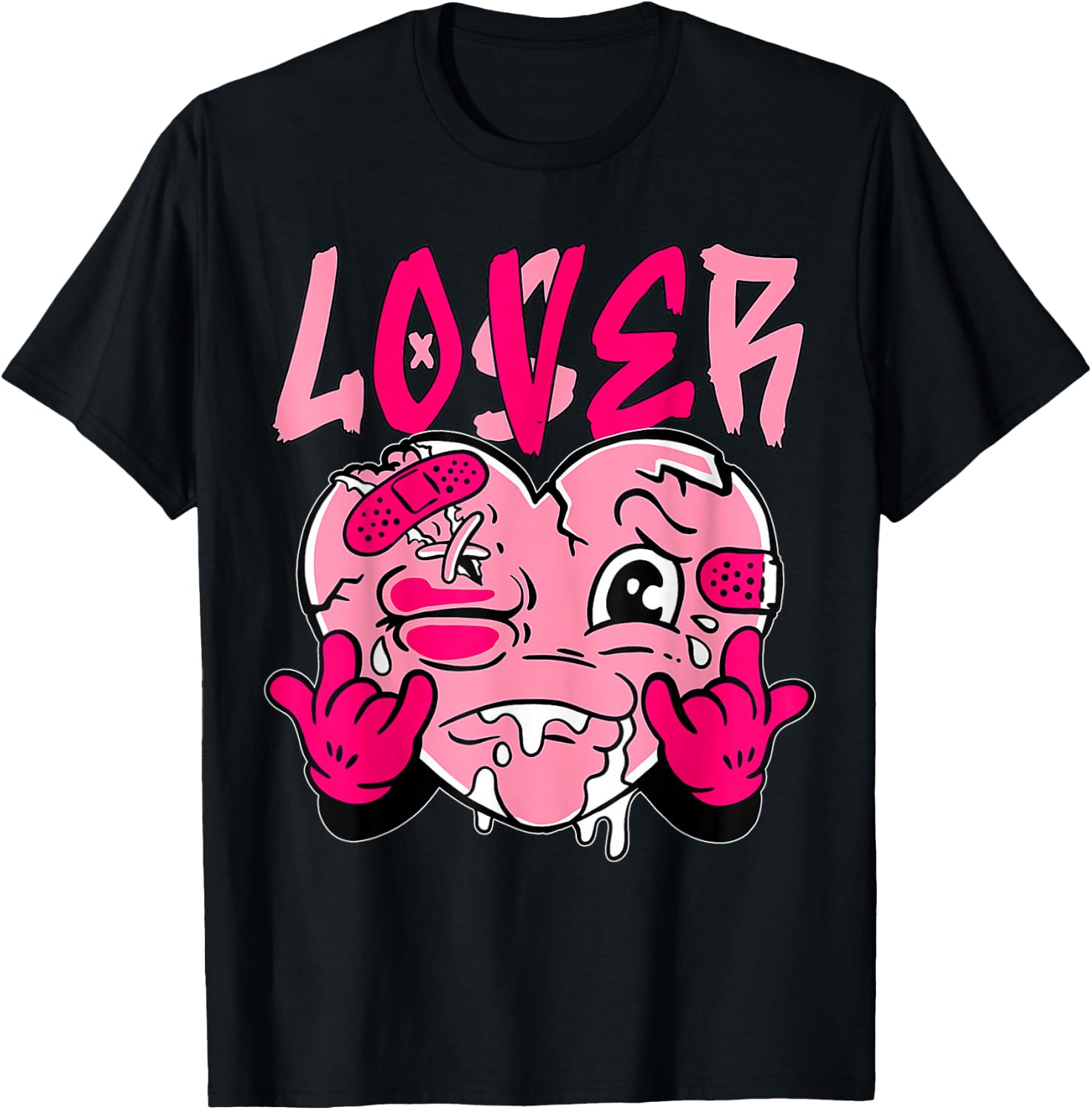 Pink Loser Lover Pink Drip Heart Matching Tee for Men Women T-Shirt