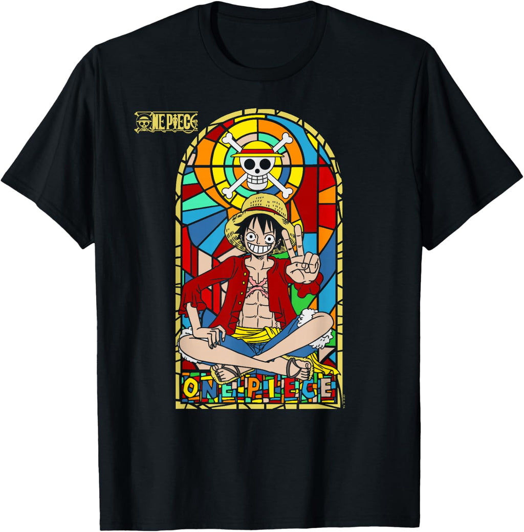 One Piece Anime Monkey D. Luffy Stained Glass Window T-Shirt