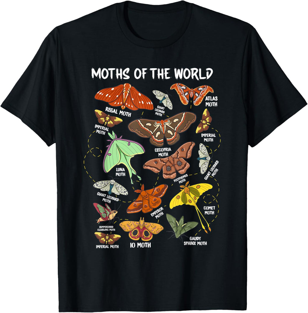 Moths of The World Different Types of Moth Insect Entomology T-Shirt