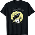 F-CAW-F Funny Quote Crow Raven on Skull Moon Fawk Off Meme T-Shirt