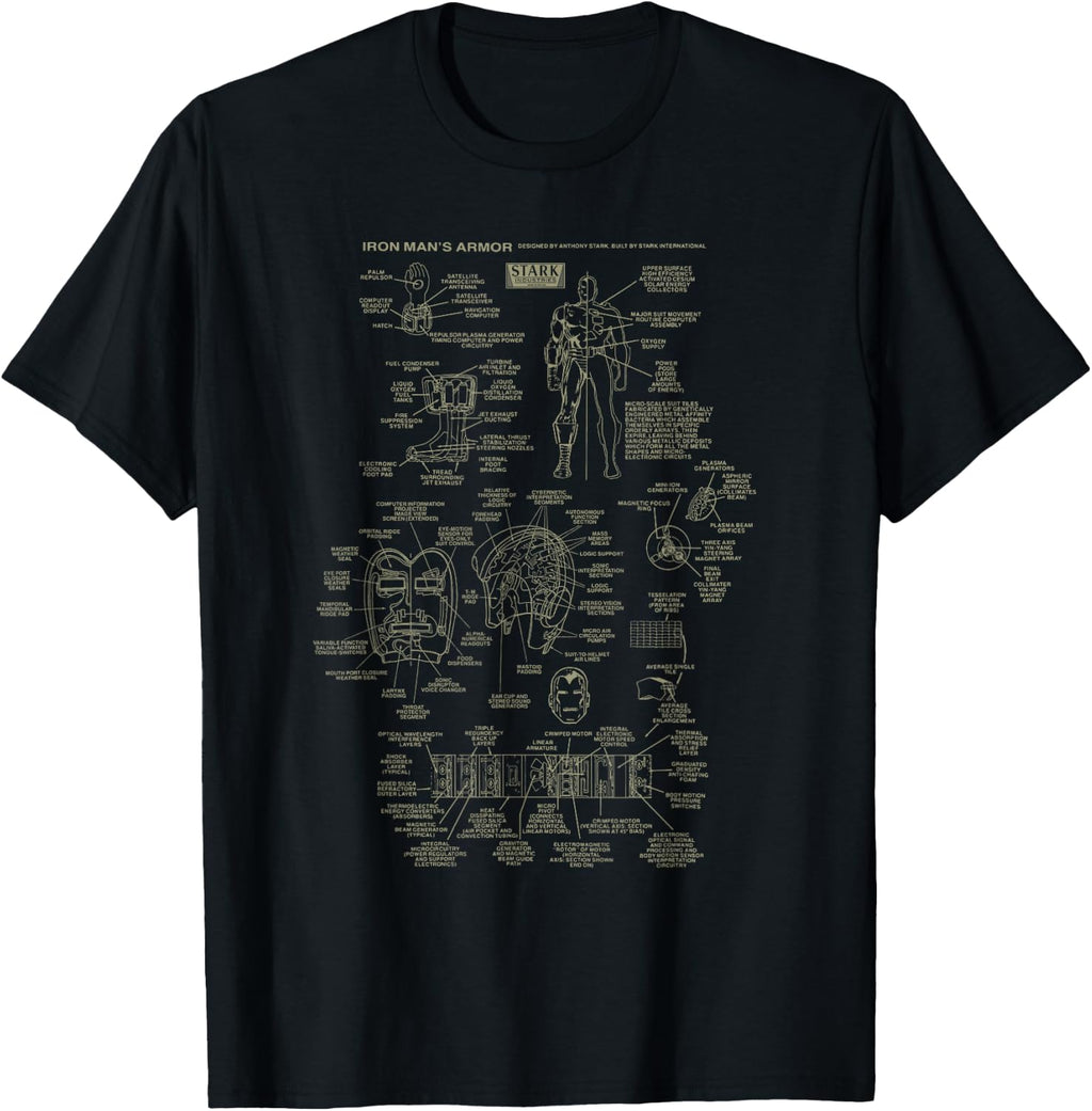 Marvel Iron Man Stark Industries Armor Details T-Shirt