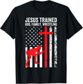 Jesus Trained, Christian Wrestler, Wrestling T-Shirt