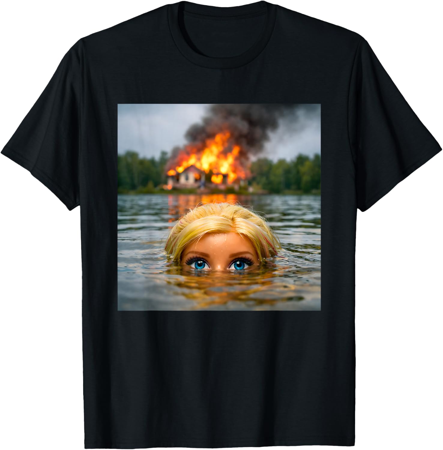 Funny Doll Face Clothes Meme Women Men Vintage Swimming T-Shirt