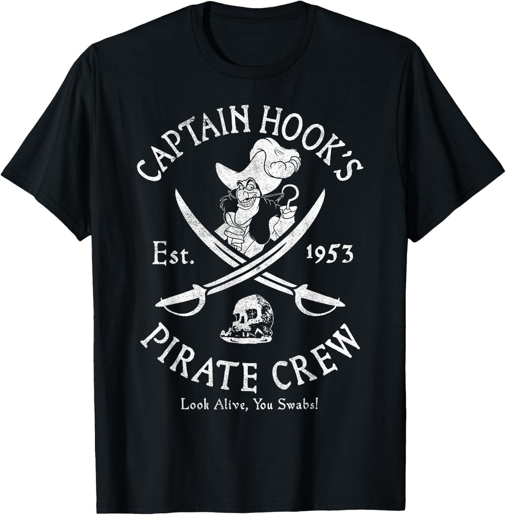 Disney Peter Pan Captain Hook Pirate Crew Est 1953 Logo T-Shirt