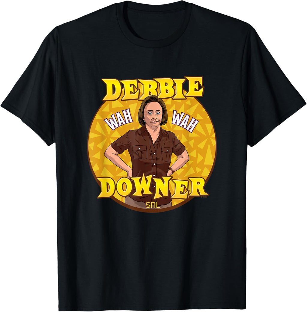 SNL Debbie Downer T-Shirt - Unisex-Adults, Black, Small, Short Sleeve, T-Shirt