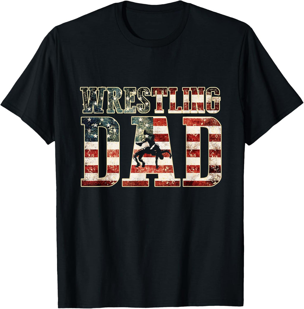 Wrestling Dad American Flag Matching for Dads of Wrestlers T-Shirt