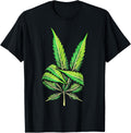 Weed Leaf Marijuana Leaf Hand Peace Sign Hand 420 Cannabis T-Shirt