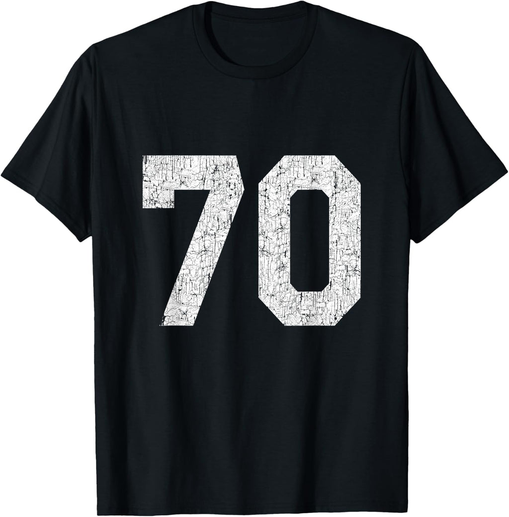 #70 Jersey Uniform Varsity Sports Number, 70th Birthday T-Shirt