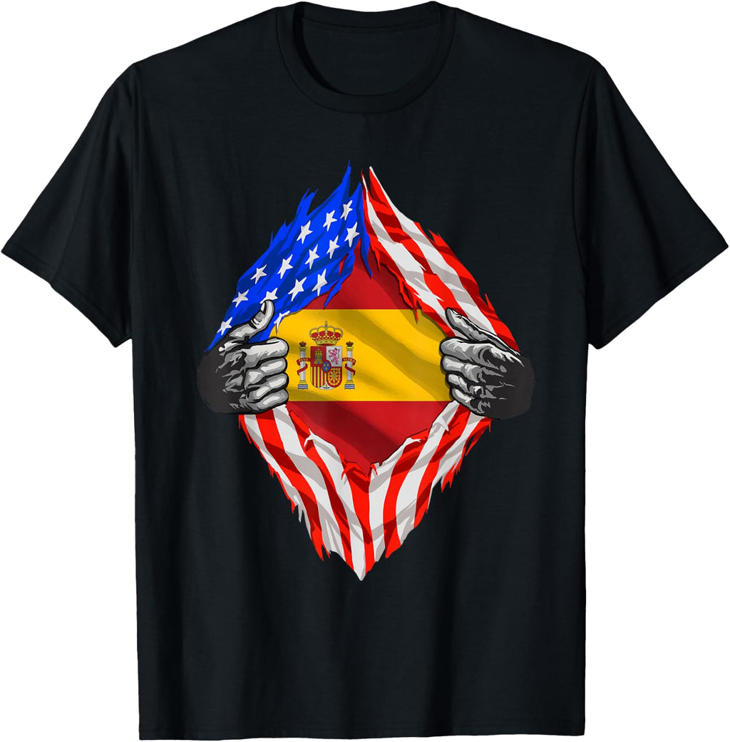 Spain Shirt USA American Spanish Flag España Hispanic Pride T-Shirt