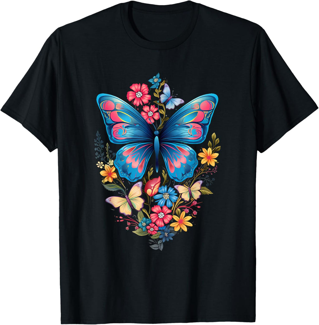 Butterfly with Flowers I Aesthetic Butterfly T-Shirt