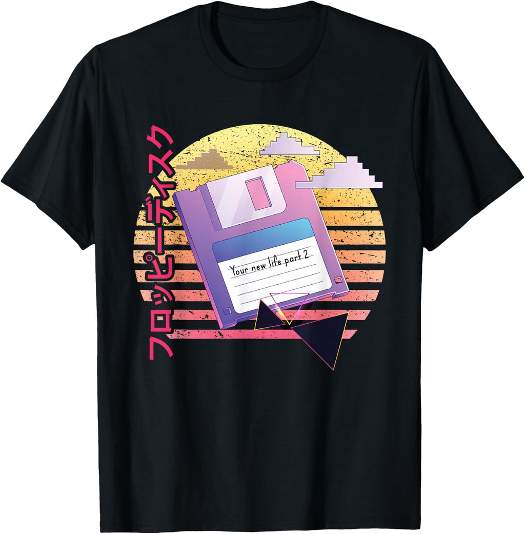 Retro Vaporwave Vintage Japanese Computer Glitch Futurism T-Shirt