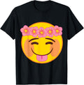 Official Emoji Flower Crown Tongue Yellow Smile Face T-Shirt