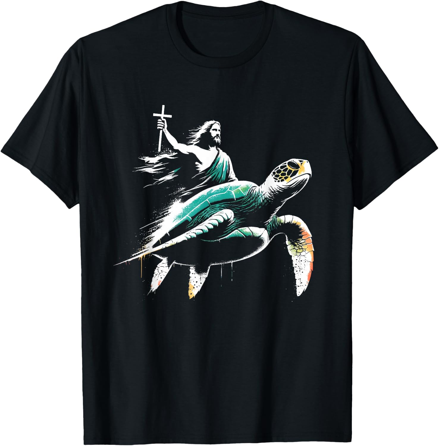 Jesus Riding Sea Turtle - Funny Christian Turtle Lover T-Shirt
