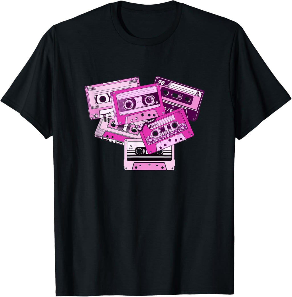 Pink Tape Cassettes Classic Old School Pink Color Graphic T-Shirt