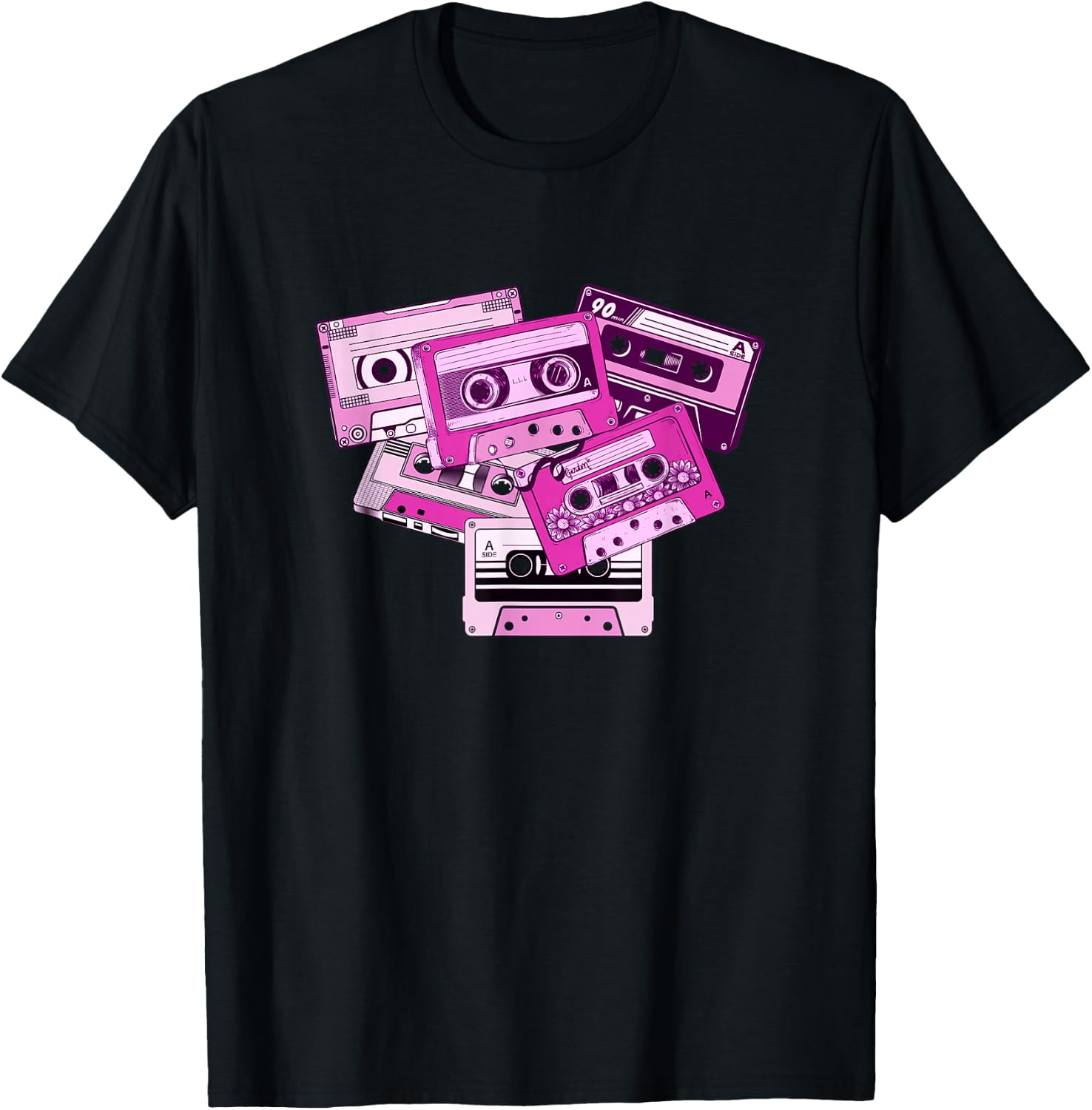 Pink Tape Cassettes Classic Old School Pink Color Graphic T-Shirt
