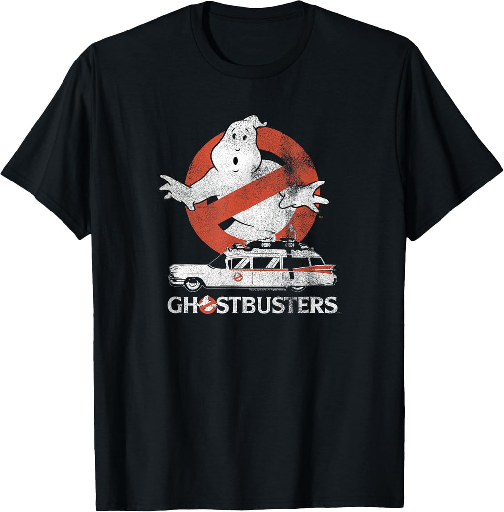 Ghostbusters No Ghost with Ectomobile Retro Movie T-Shirt