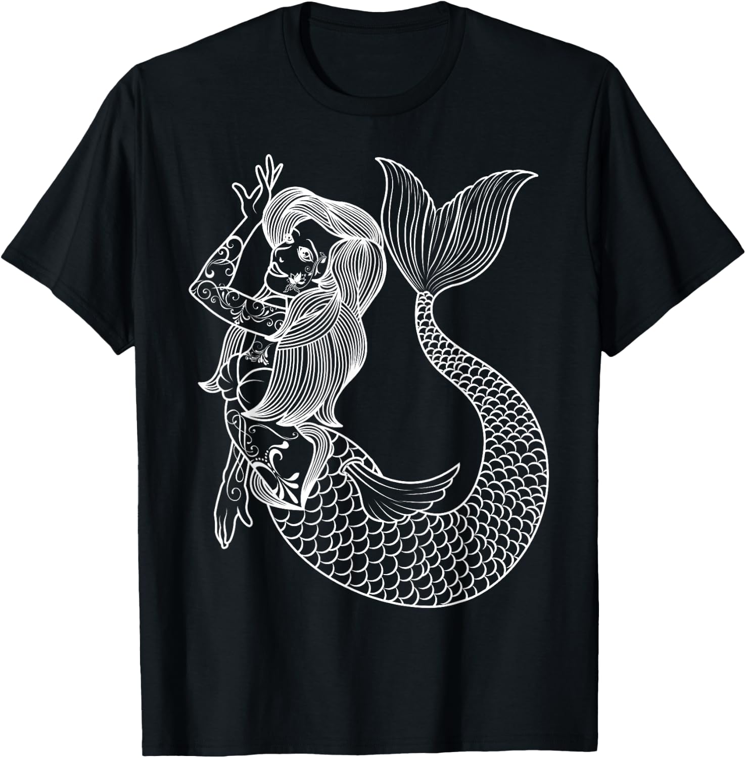 Mermaid Tattoo Retro Mermaids Adult T-Shirt