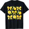 Cute Lemon Tropical Fruits Coquette Bows Summer Girl Women T-Shirt
