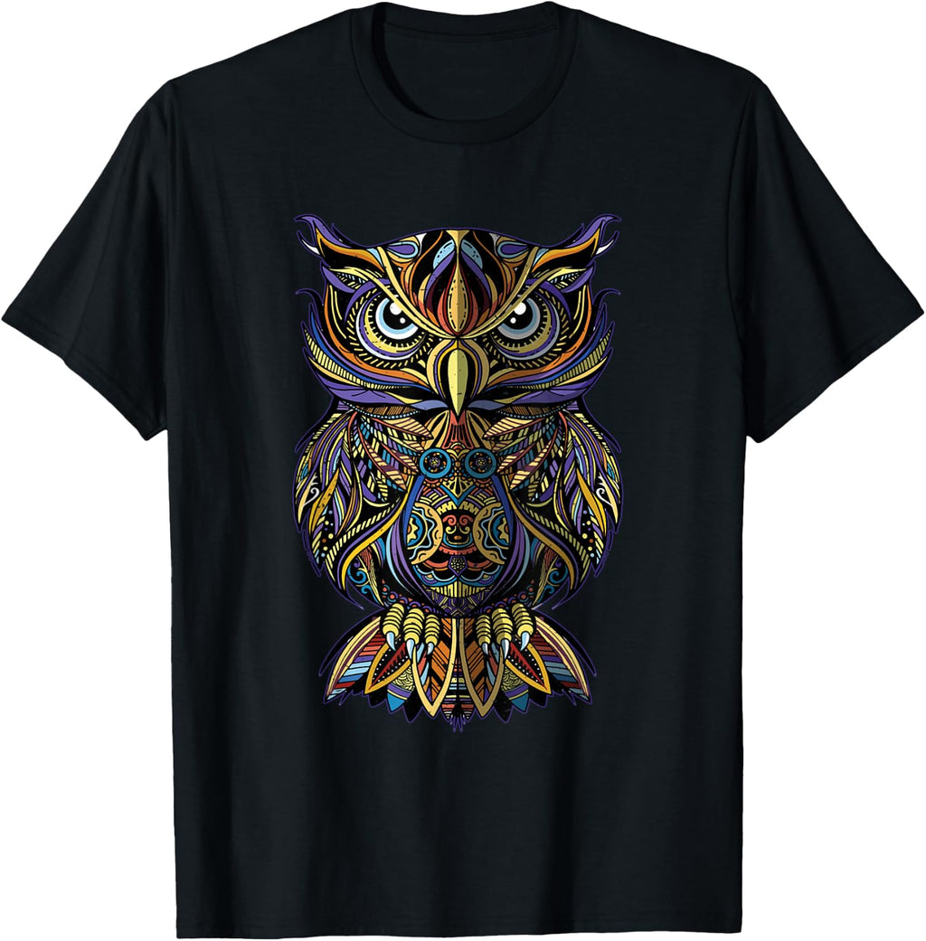 Cool Geometric Owl Unique Avian Architecture Owl Art T-Shirt