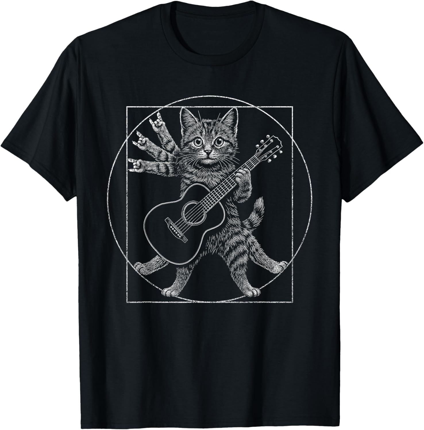 Rock Cat Guitar Music Funny Feline Rocker Design T-Shirt