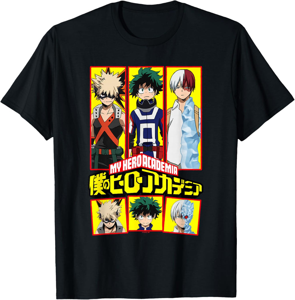 MHA Deku Bakugo Todoroki Framed Portraits Colorful Anime T-Shirt