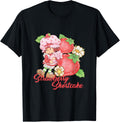 Strawberry Shortcake Hugging Cat With Flowers And Berries T-Shirt