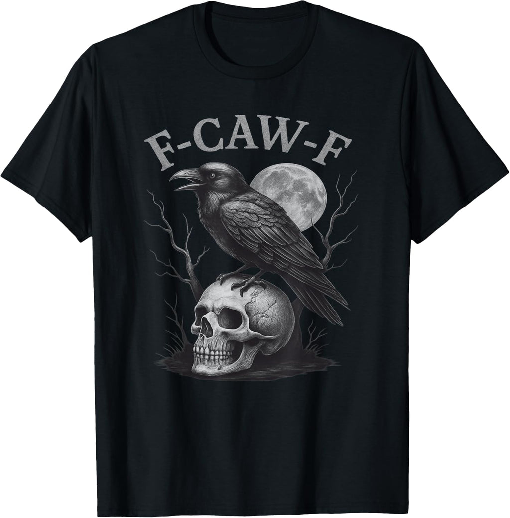 F-Caw-F Black Crow Bird Retro Vintage Gothic Moon F-Caw-F T-Shirt