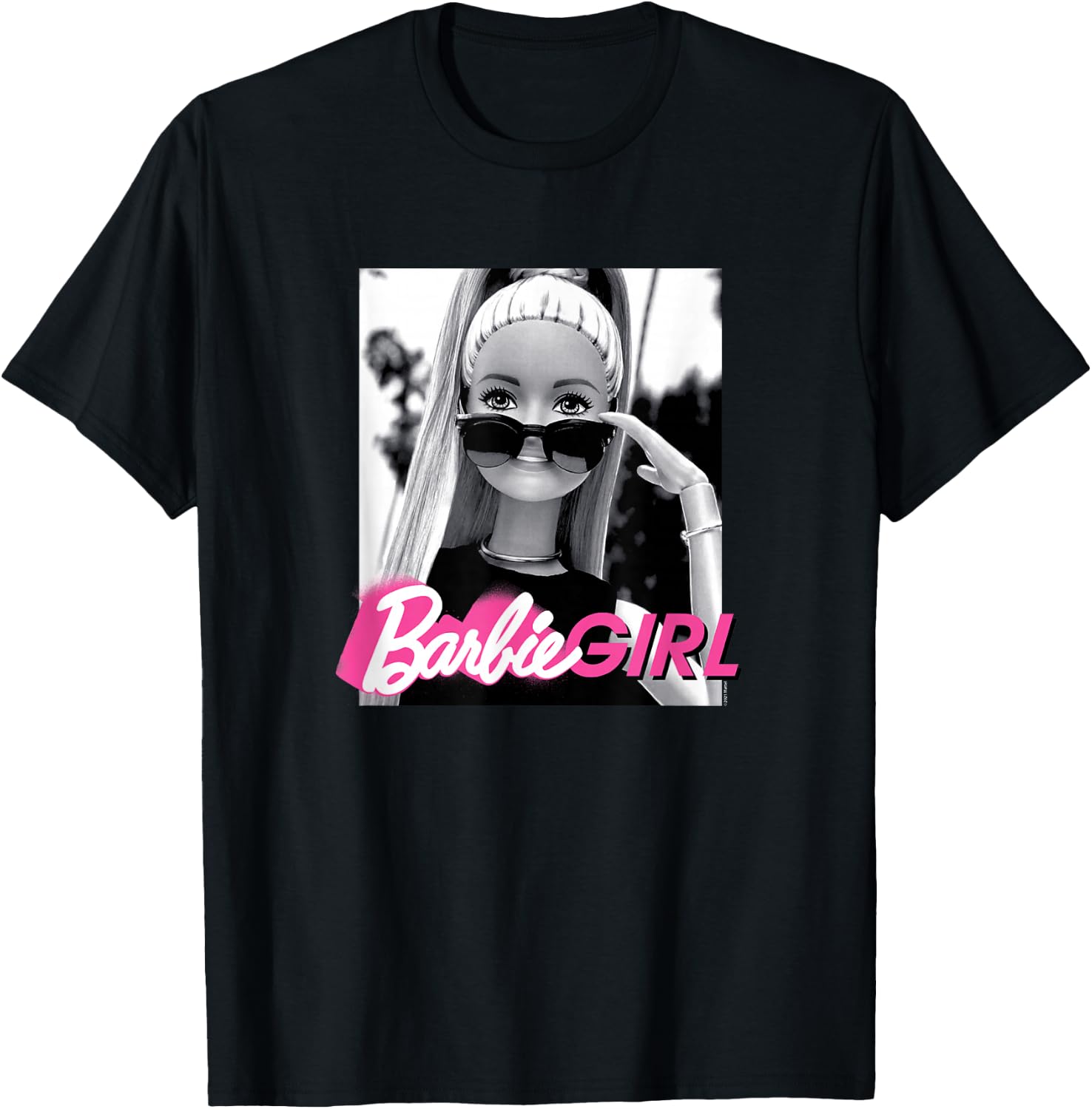 Barbie Girl Classic Fit T-Shirt - Black Cotton & Polyester Blend, Short Sleeve, Casual Style