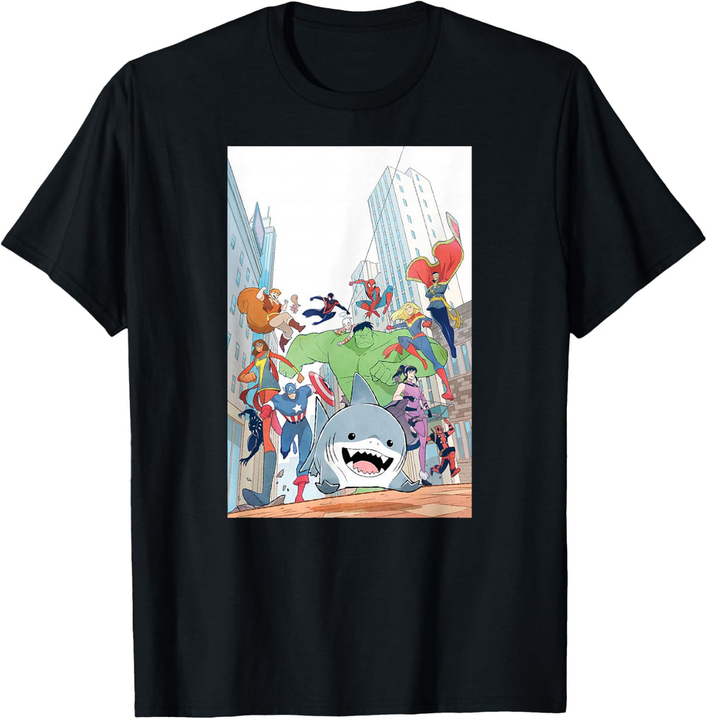 Marvel Jeff The Land Shark Leads The Super Hero Charge T-Shirt