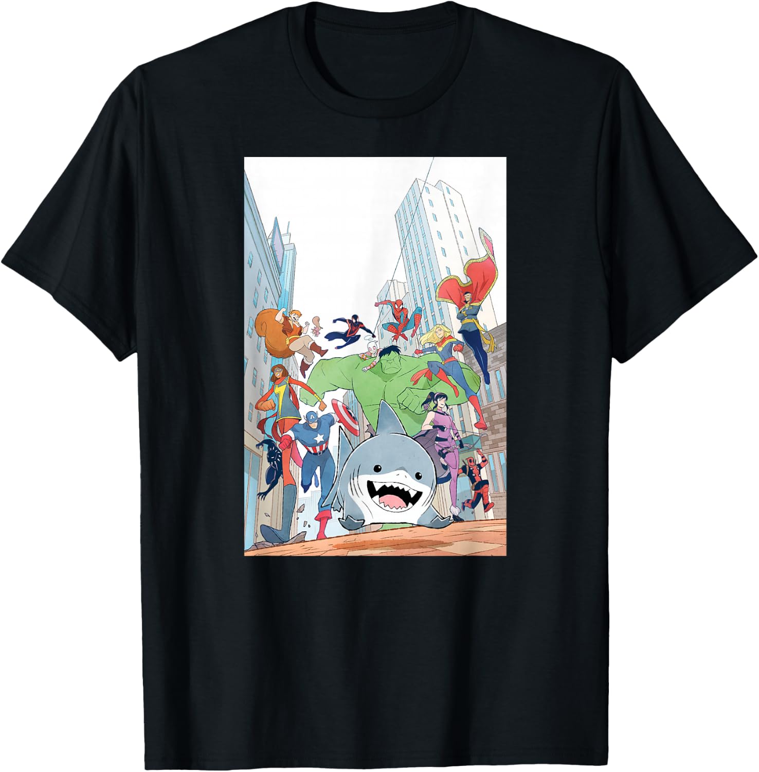 Marvel Jeff The Land Shark Leads The Super Hero Charge T-Shirt