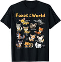 Kawaii Fox Animals of the World Educational Animal Fox Lover T-Shirt