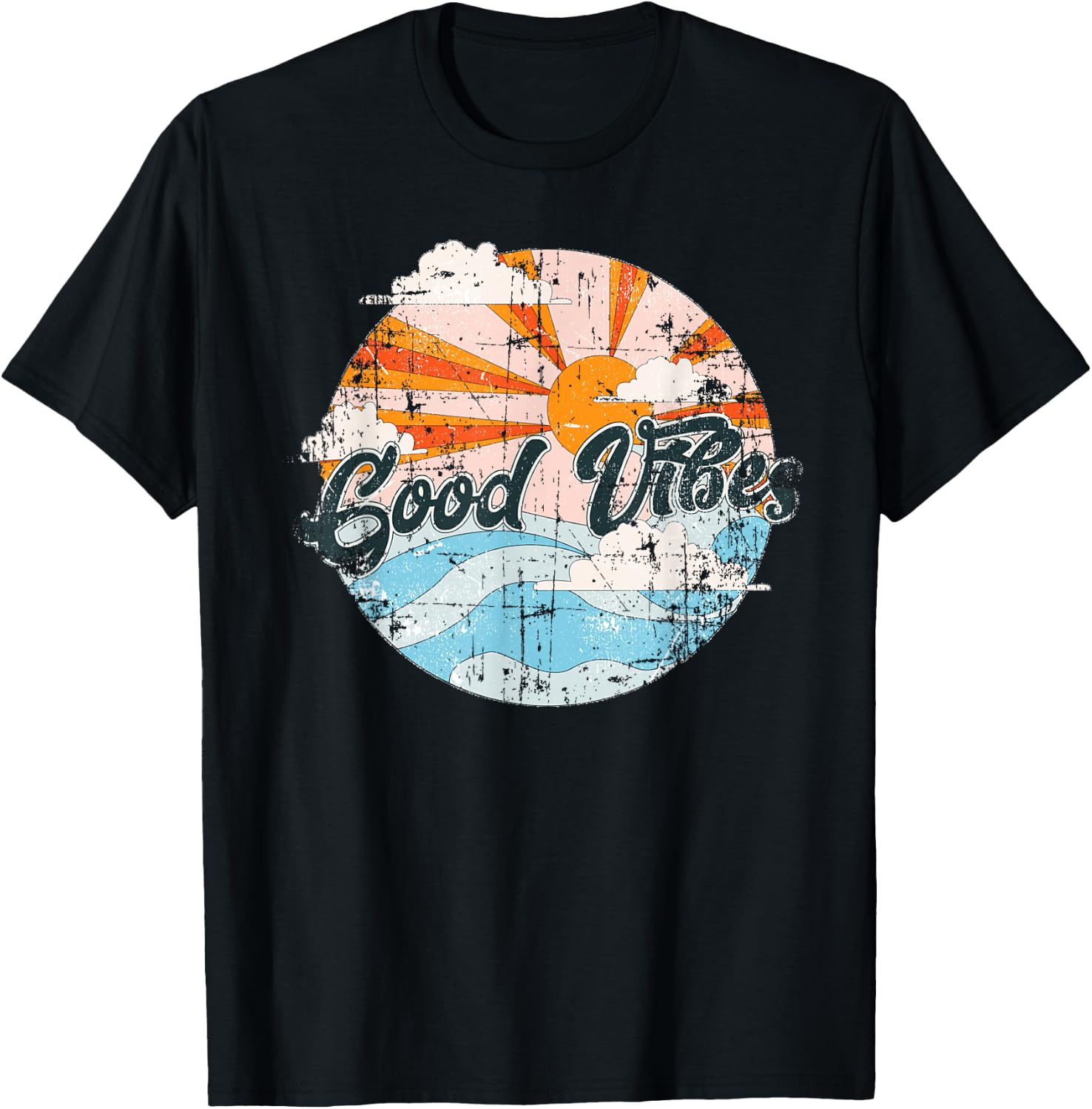 Vintage Retro Good Vibes Waves & Sunset Men Women Gift T-Shirt