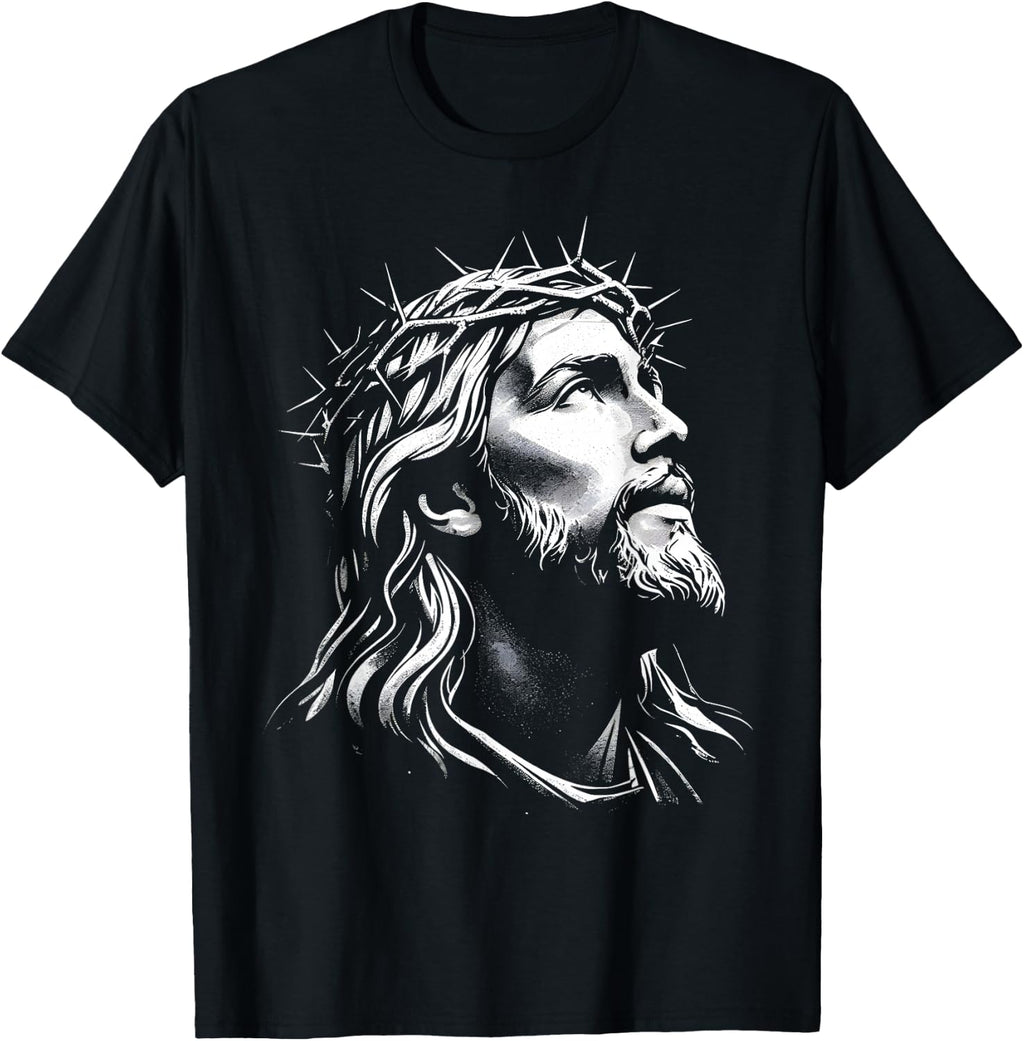 Jesus Christ Face with Crown of Thorns God Bible T-Shirt