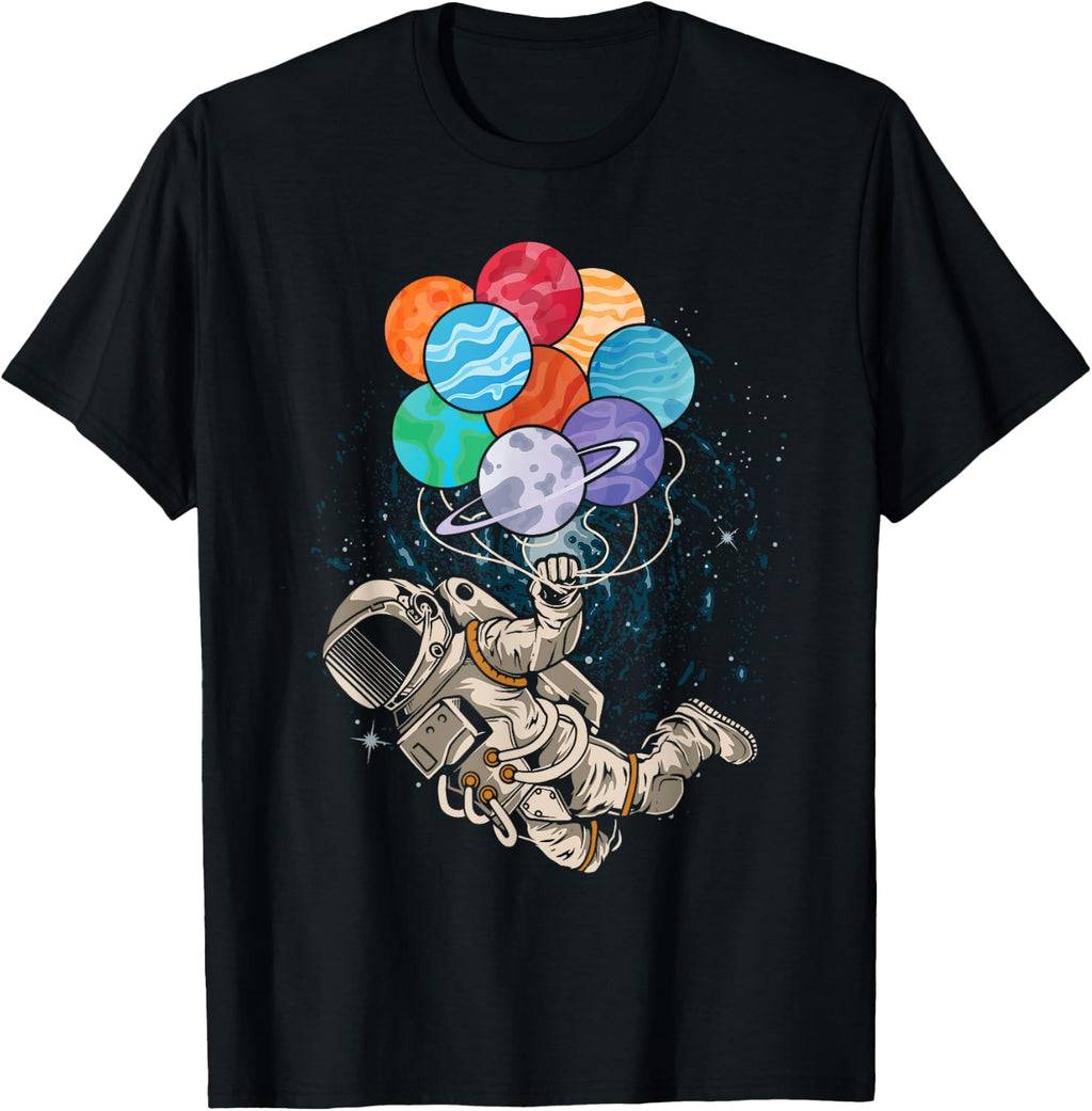 Astronaut And Planets - Planets Galaxy Star Space T-Shirt