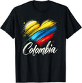 Colombia Flag Heart Colombian Pride T-Shirt