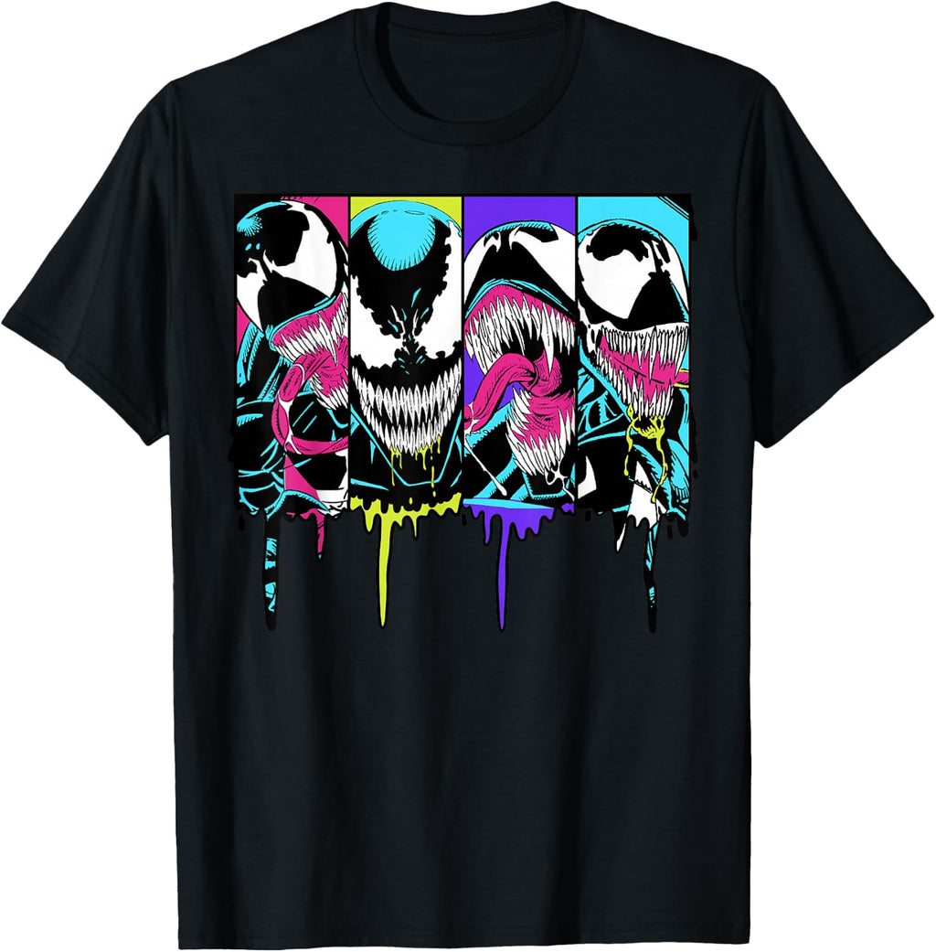 Marvel Venom Colorful Dripping Comic Panel T-Shirt Small