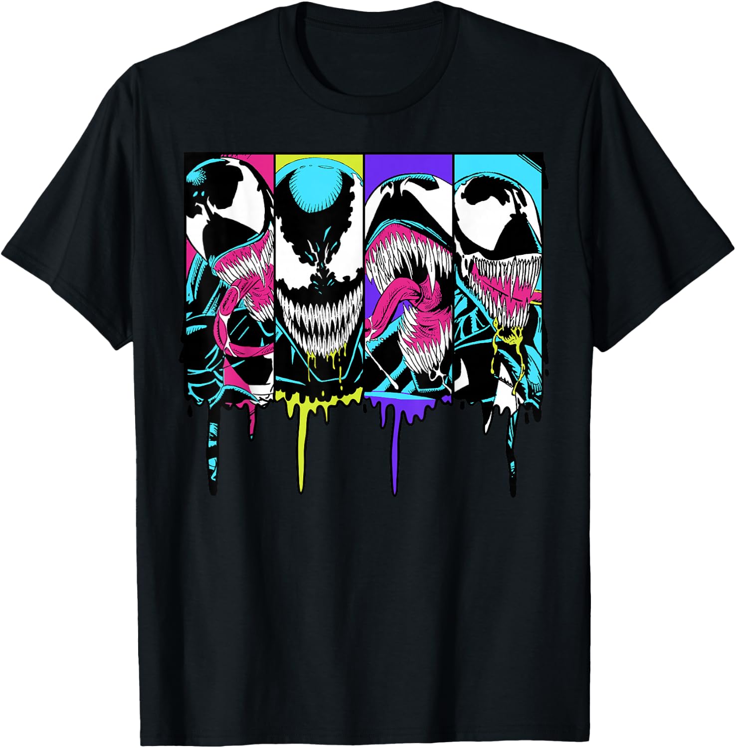 Marvel Venom Colorful Dripping Comic Panel T-Shirt Small
