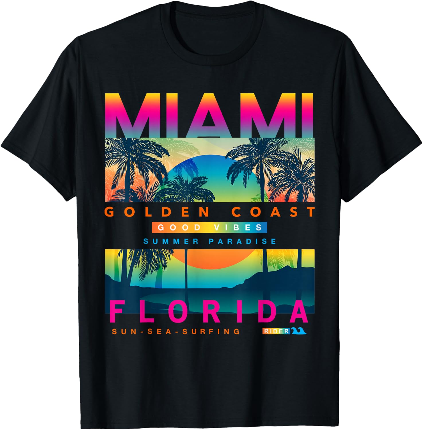 I Love Miami, Cool Miami Florida Colourful Sunrise Graphic T-Shirt