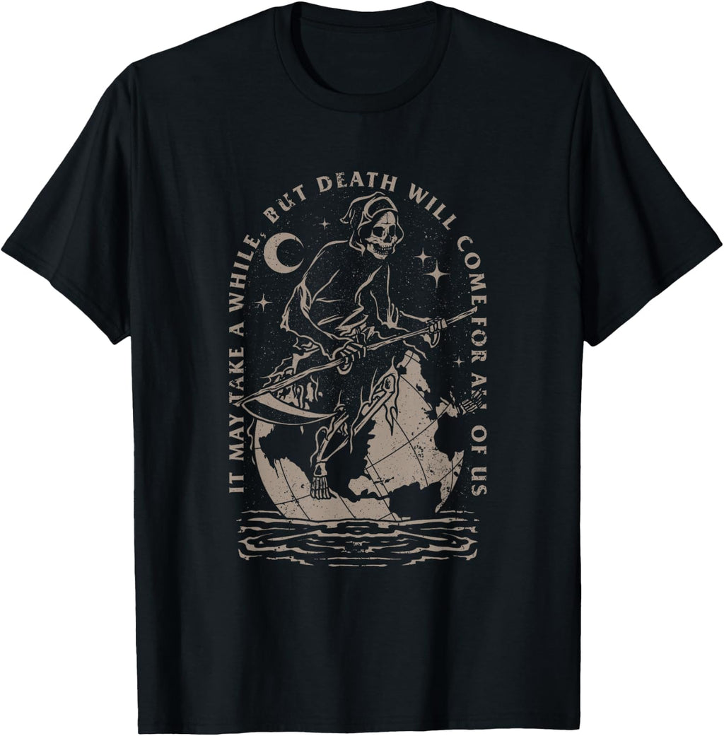 Goth Grim Reaper Shirt Angel of Death Scythe Halloween T-Shirt