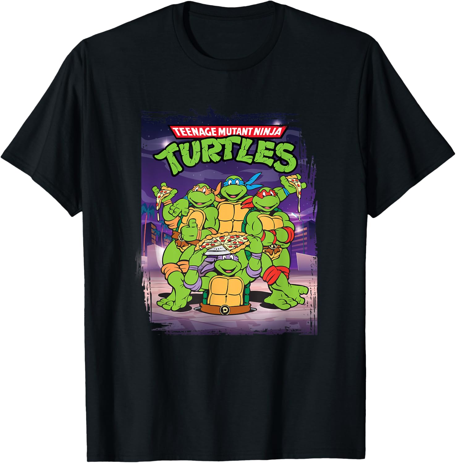 Mademark Black Classic Fit Short Sleeve Teenage Mutant Ninja Turtles Retro T-Shirt