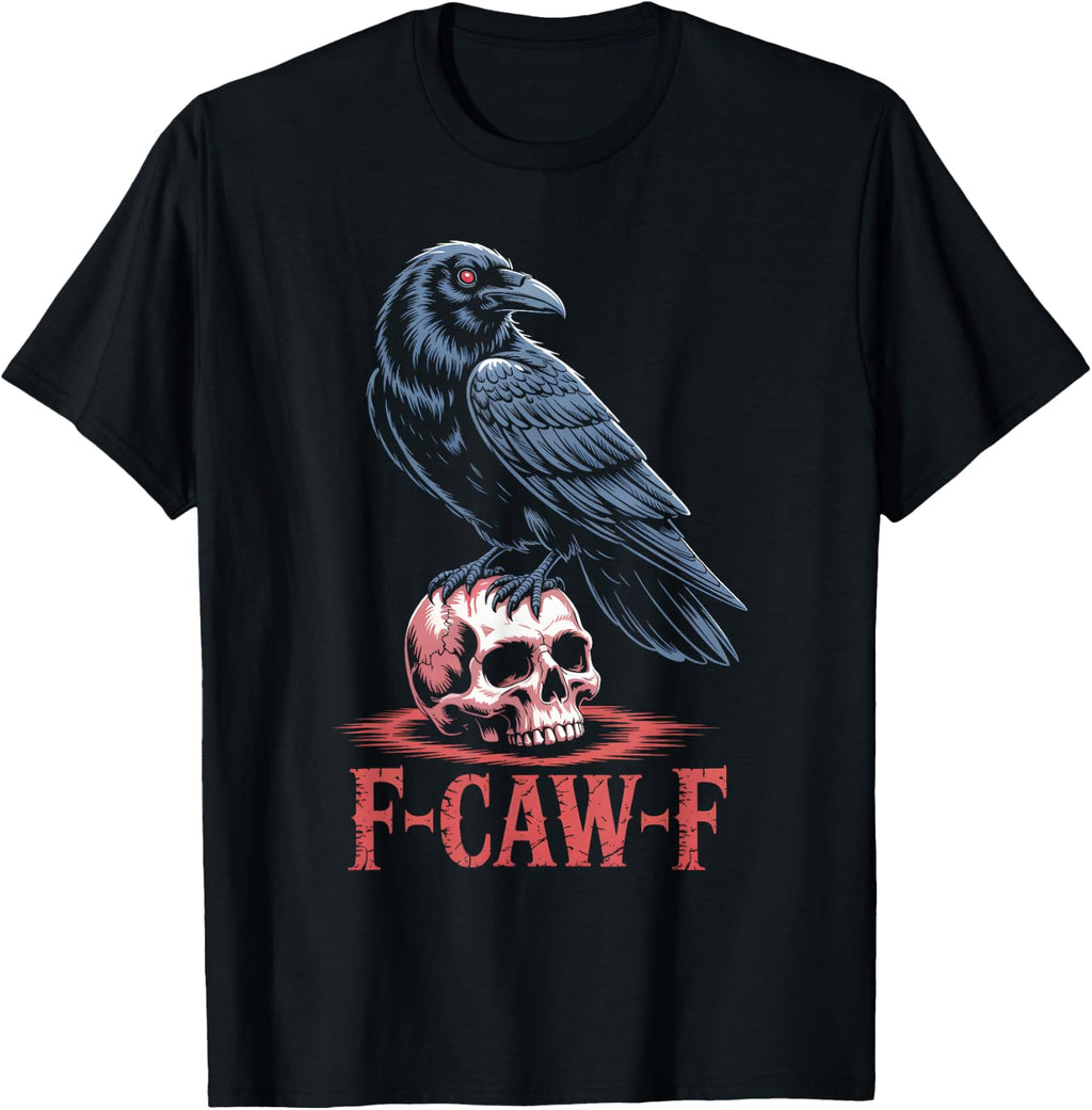 Funny F-Caw-F Crow Gothic Moon Humor Halloween T-Shirt