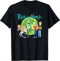 Rick & Morty Family Group Portal with Logo T-Shirt T-Shirt Small