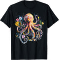 Vintage Floral Octopus Marine Biologist Ocean Sea Animal T-Shirt